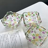 High Quality Good Looking Relief Painted Glass Square Plate Glass Fruit Bowl Snack Plate 3