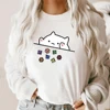 Cat Throwing Dice T-Shirt Role Playing Game Shirt Cute Cat Graphic Tee RPG Tee Funny DND Gaming Shirts Retro Short Sleeve Tshirt 1