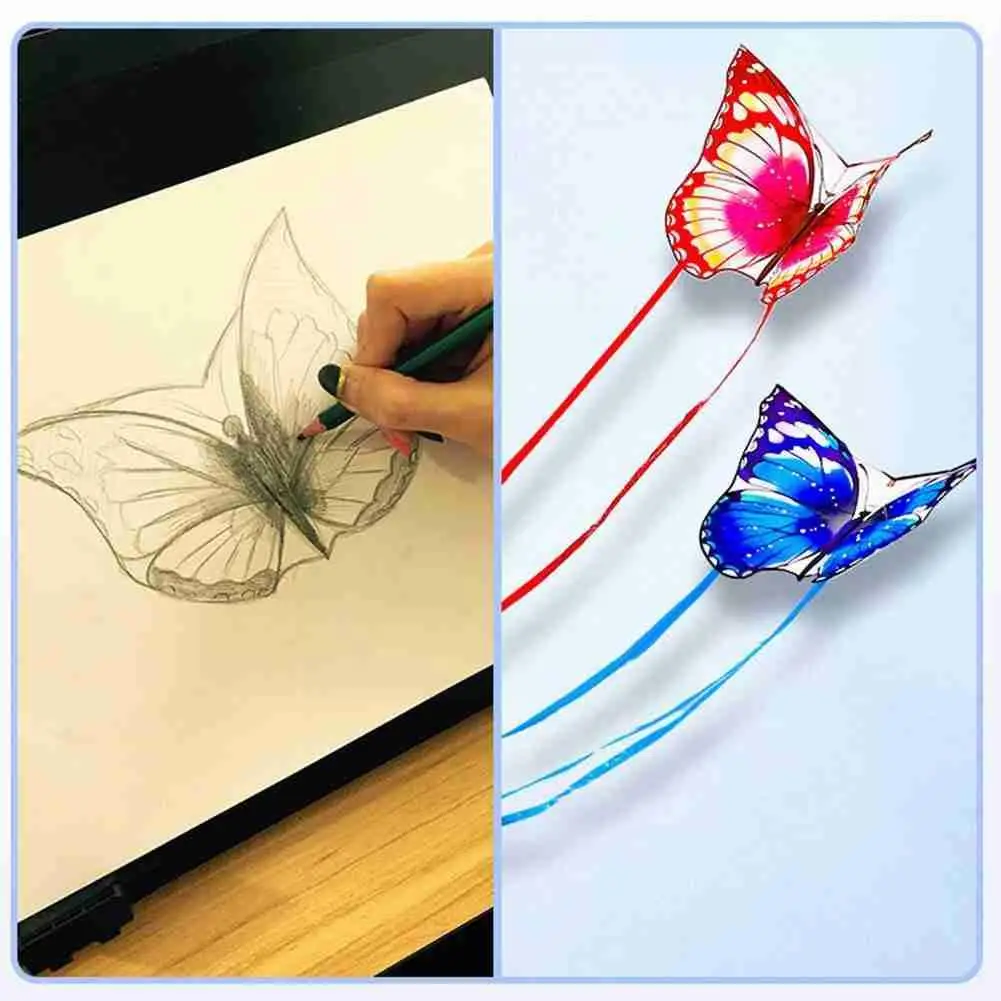 Creativity Blue Red Couples Butterfly Kite 30m Kite String Children Flying Toys Easy Control Ripstop For Adult Ki B7D9