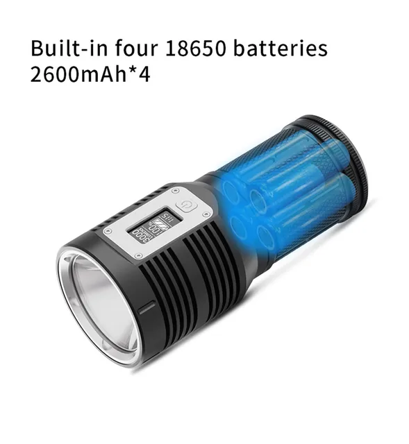 Linterna LED recargable de alta potencia, linterna de carga tipo c,  pantalla OLED de lujo integrada, 4 baterías de piezas 18650 para colección  - AliExpress