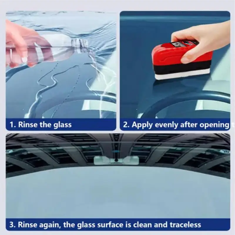 Car Glass Oil Film Remover Glass Polishing Compound Windshield Cleaner Car Glass Polishing Clear Window Auto Detailing Brush