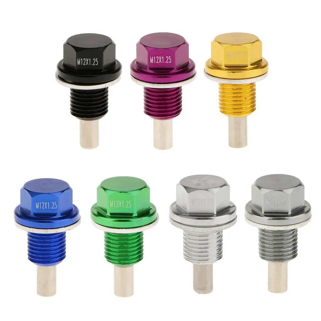 M12X1.25 Anodized Magnetic Engine Oil Pan Drain Bolt Plug For Black