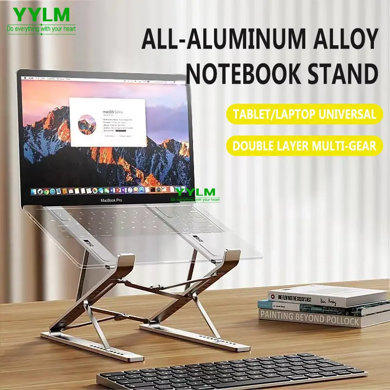 Suporte de Alumínio Ajustável Laptop Macbook Tablet Stand Notebook Stand Cooling Pad Suporte Dobrável Laptop Nova Tabela Yylm-n8