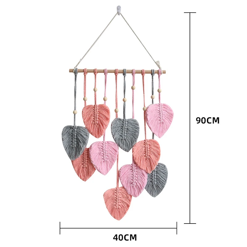 Leaves Tassels Hand-woven Macrame Wall Hanging Ornament Bohemian Craft Decoration Leaf Tapestry For Home Living Room Decors