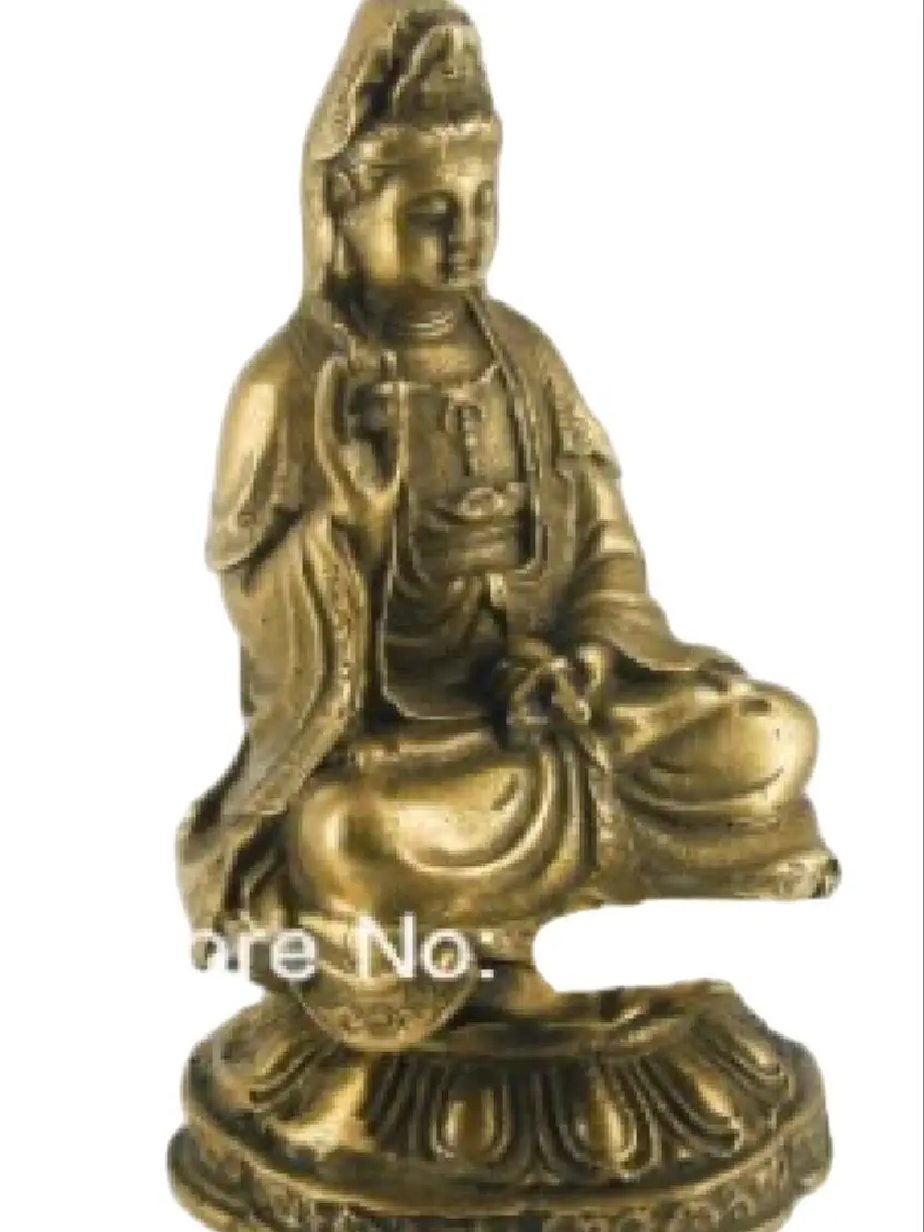

Бесплатная доставка 0 Kwan Yin Kuan yin Бронзовая статуэтка сидя на лотосе Статуэтка