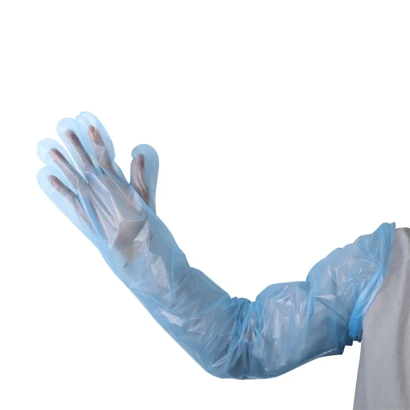 50Pcs Pet Examination Artificial Insemination Breeding Gloves Disposable Soft PE Long Arm Glove Pigs Cattle Sheep Vet Supplies