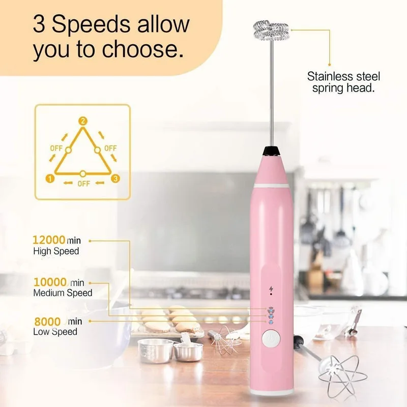 1 PCS Electric Milk Frother Portable Egg Beater USB Rechargeable Handheld Coffee Blender Milk Shaker Mixer Foamer Food Blender 2