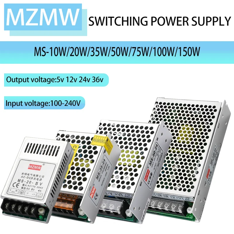 10W 20W 35W 50W 75W 100W 150W Switching Power Supply MS-100-12 150 75 AC-DC 5V 12V 24V 36V 48V อุตสาหกรรม SMPS 1