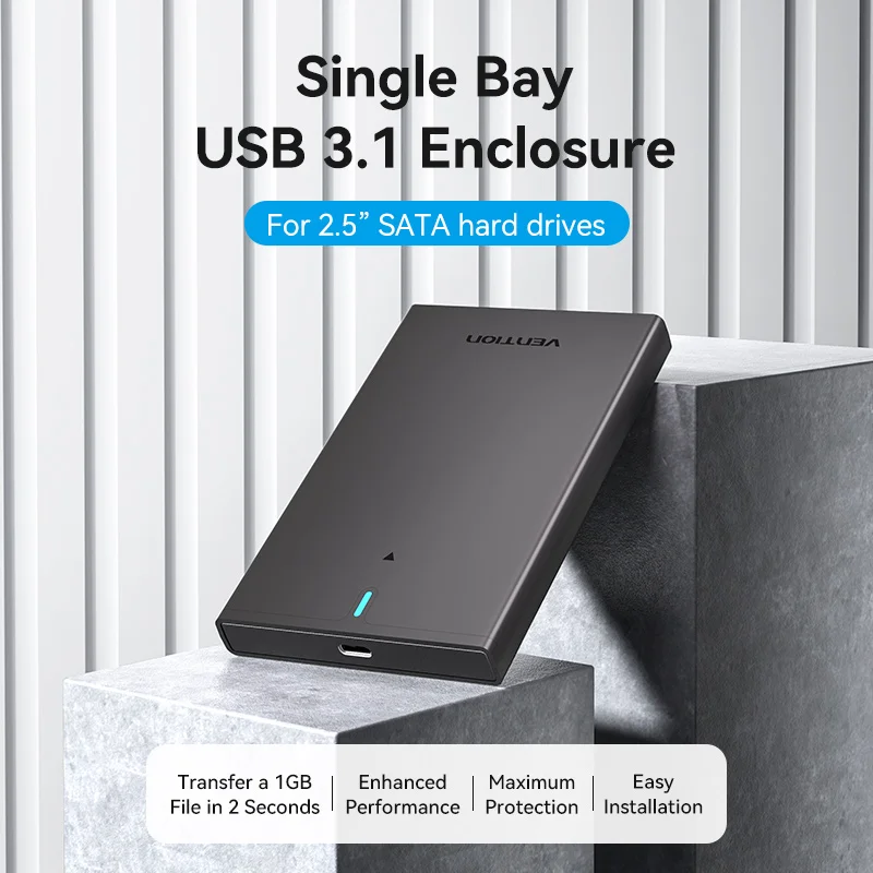 Vention HDD Case 2.5'' SATA to USB 3.0 Hard Drive Enclosure for SSD Disk HDD Box USB C 3.1 Gen 2 Case HD External Enclosure external hard drive case ssd enclosure hard drive enclosure hard disk case external hard drive box hdd case enclosure hard drive adapter ssd adapter