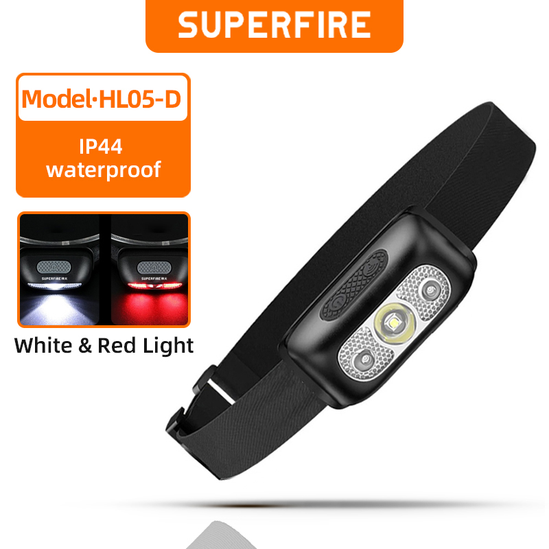 SUPERFIRE HL05-D/L/R Mini LED Headlamp USB Rechargeable Headlight High Power Head Lamp Sensor Work Front Light Fishing Lantern