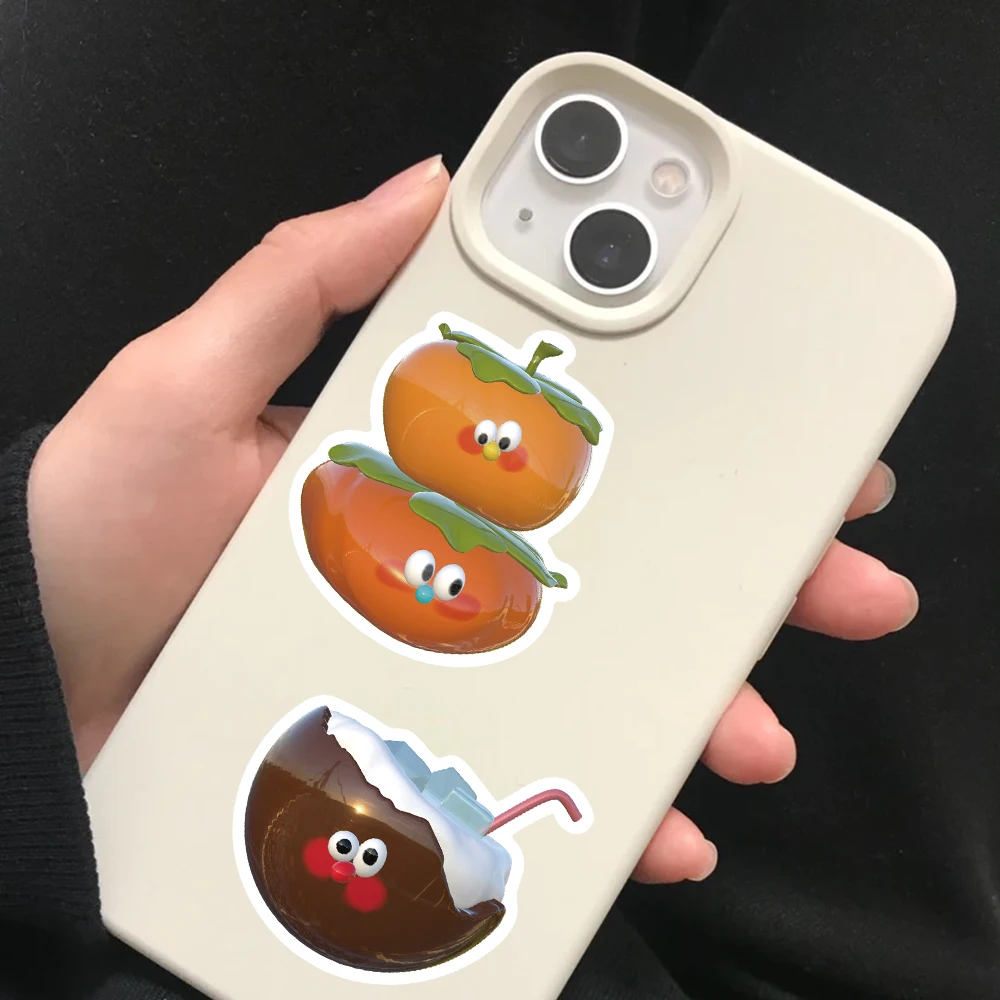 3D 과일 눈 귀여운 스티커, 빈티지 DIY 노트북 수하물 휴대폰 오토바이 노트북 냉장고 데칼 장난감 장식, 50 개