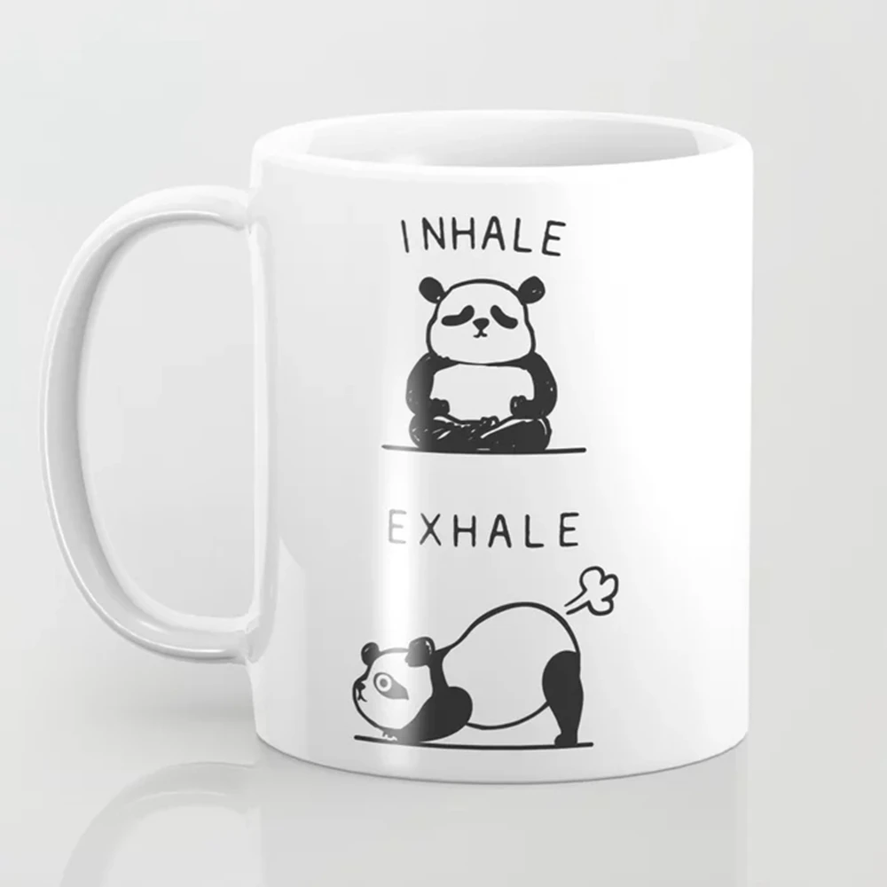 

Inhale Exhale Panda Coffee Mug 350ml Ceramic Panda lover Gift Mug Friends Birthday Gift