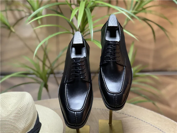 靴 wrinkles leather lace up derby shoes British Style Womens Real Leather Lace Up Low Block Heels