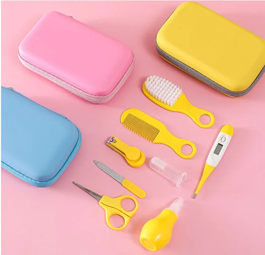 Baby nasal inhaler Nail scissors cartoon set Daily cleaning Supplies Care bag Baby Care EVA bag 8-piece set