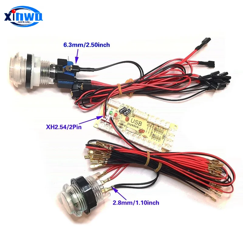 Dc5v LED 라이트 케이블 20x 암 터미널 조명 푸시 단추 커넥터, 제로 딜레이 게임 컨트롤러, DIY 아케이드 기계, Xh2.54