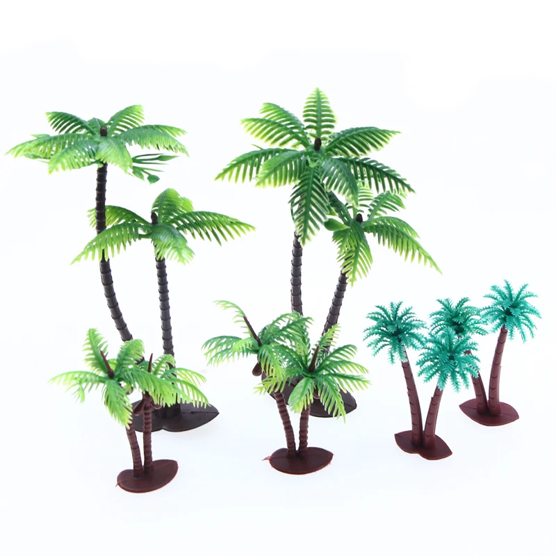 5PCS Mini Plastic Coconut Palm Trees Miniature Plant Pots Bonsai Craft Aquarium Micro Landscape Decorat Sand Table Scenery Model
