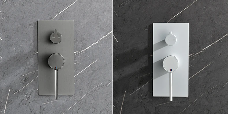 Description Picture 4 of itemmatter white flush-mounted shower faucet set  tropical shower matte white bathroom shower systems constant gray shower