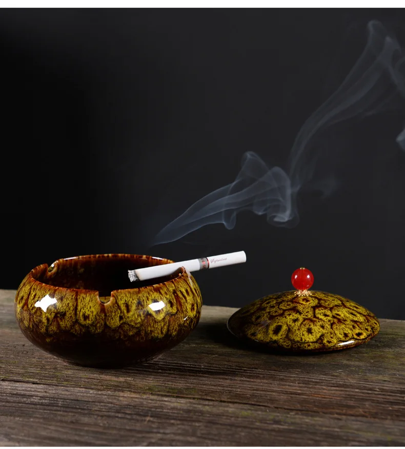 Cendrier marocain artisanal jaune