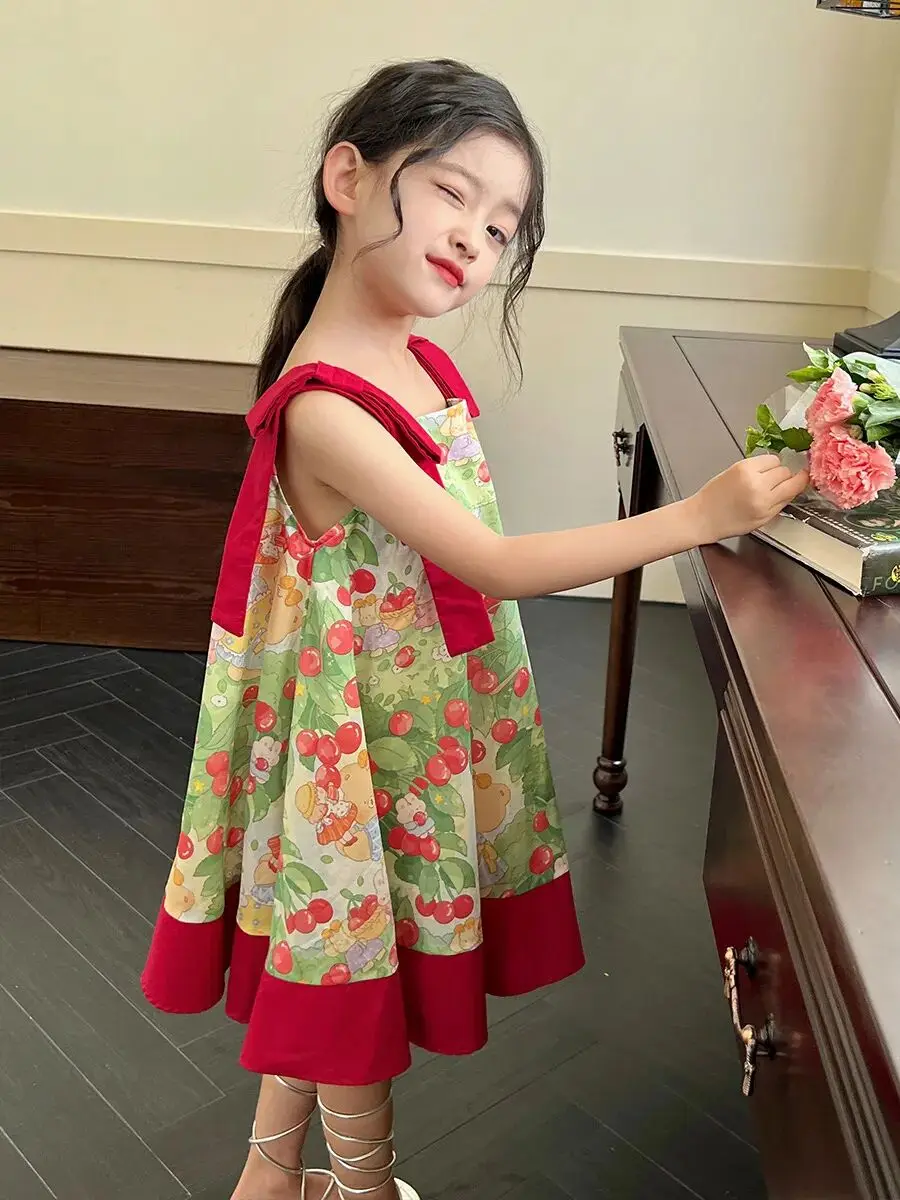 Kids Girls' Dress Summer Strap Tank Top Dress Children's Baby Knee Over Summer