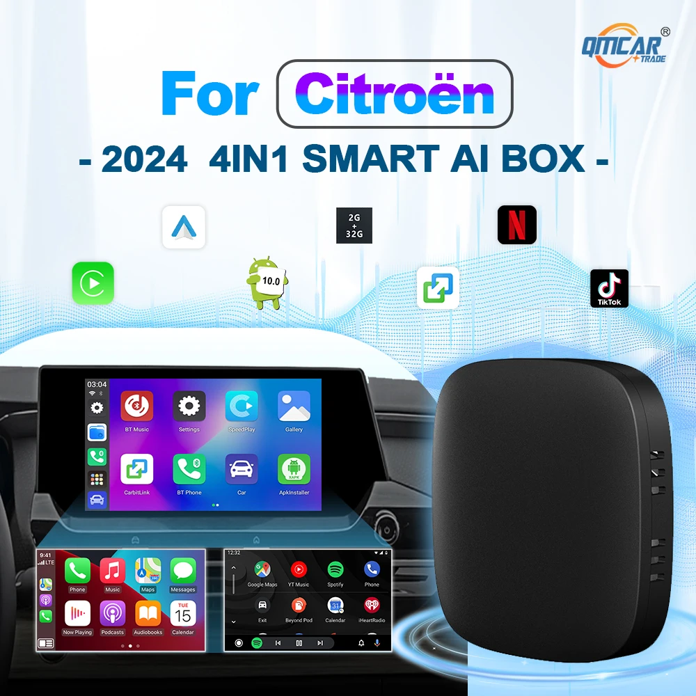 

Carplay Ai Box беспроводной CarPlay Android авто ТВ бокс для Youtube Netflix для Citroёn Aircross Berlingo Multispace C4 Picasso C5