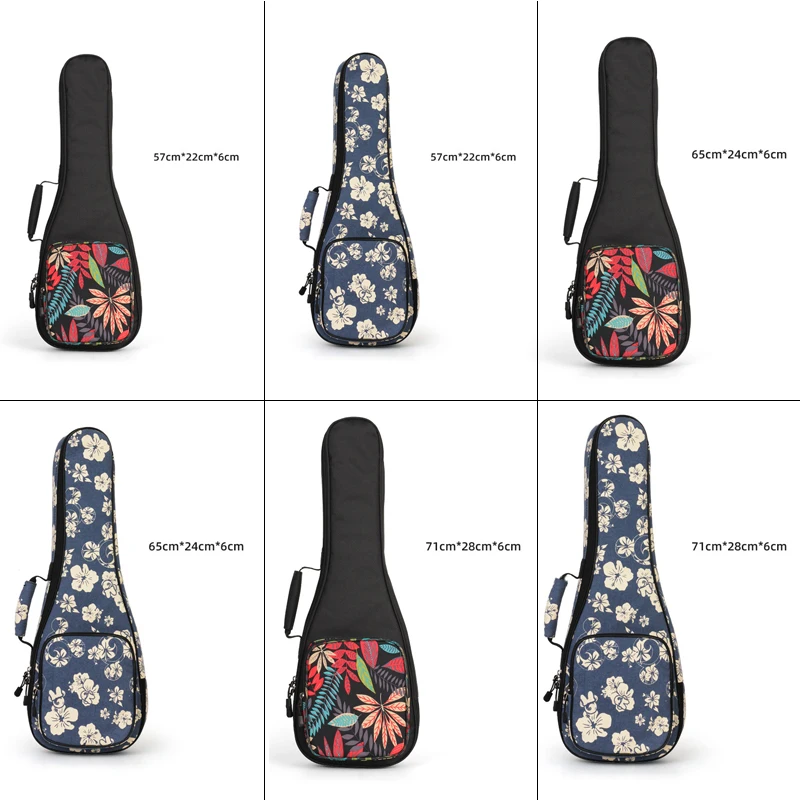 Ukulele Bag Waterproof Backpack Thicken Dustproof Shockproof Padding Cotton Pad Ethnic Style Flower Guitar Handbag 21 23 26 Inch
