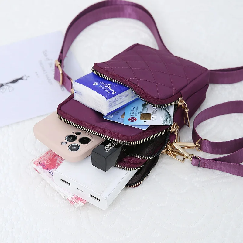 Nylon Shoulder Bag Designer French Fashion Brand Soft Water Repellent Mini Classic Quilted Zipper Phone Pocket Adjustable Strap