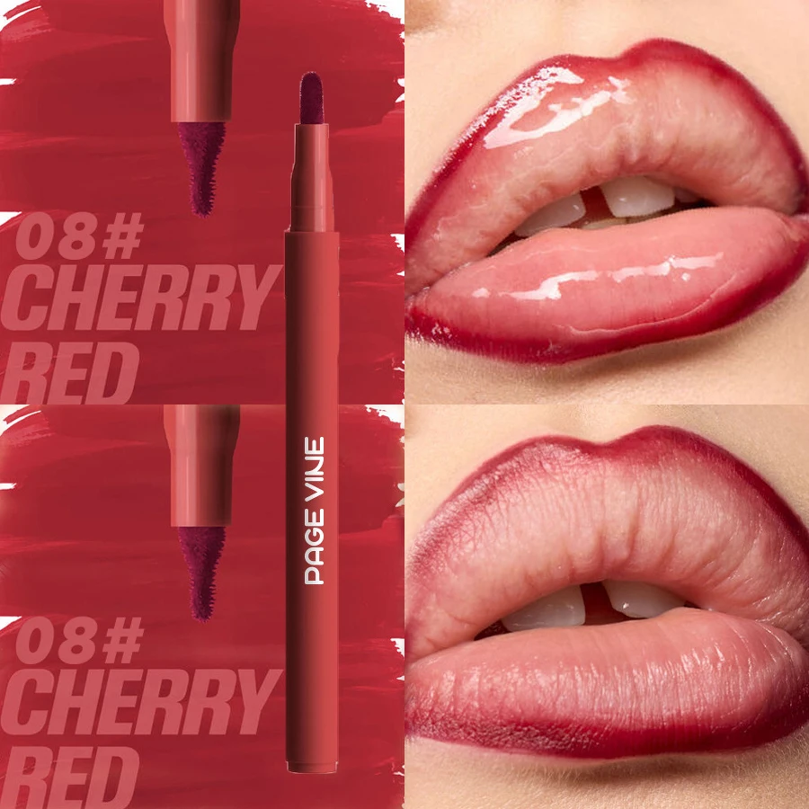 Velvet Lip Liner Pencil Nude Matte Waterproof Non-stick Cup Cherry Red Lip Contour Pen Makeup For Woman