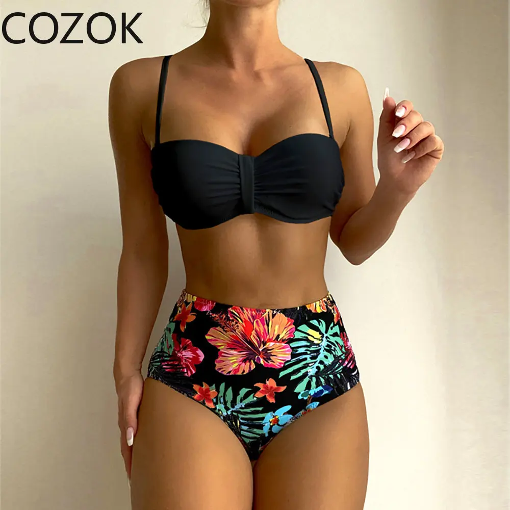 2023 Sexy Leaves Printed Bikini Push Up Swimsuit Women Female Summer Bikini Set Brazilian Biquini Beachwear Bathing Suit 2pieces