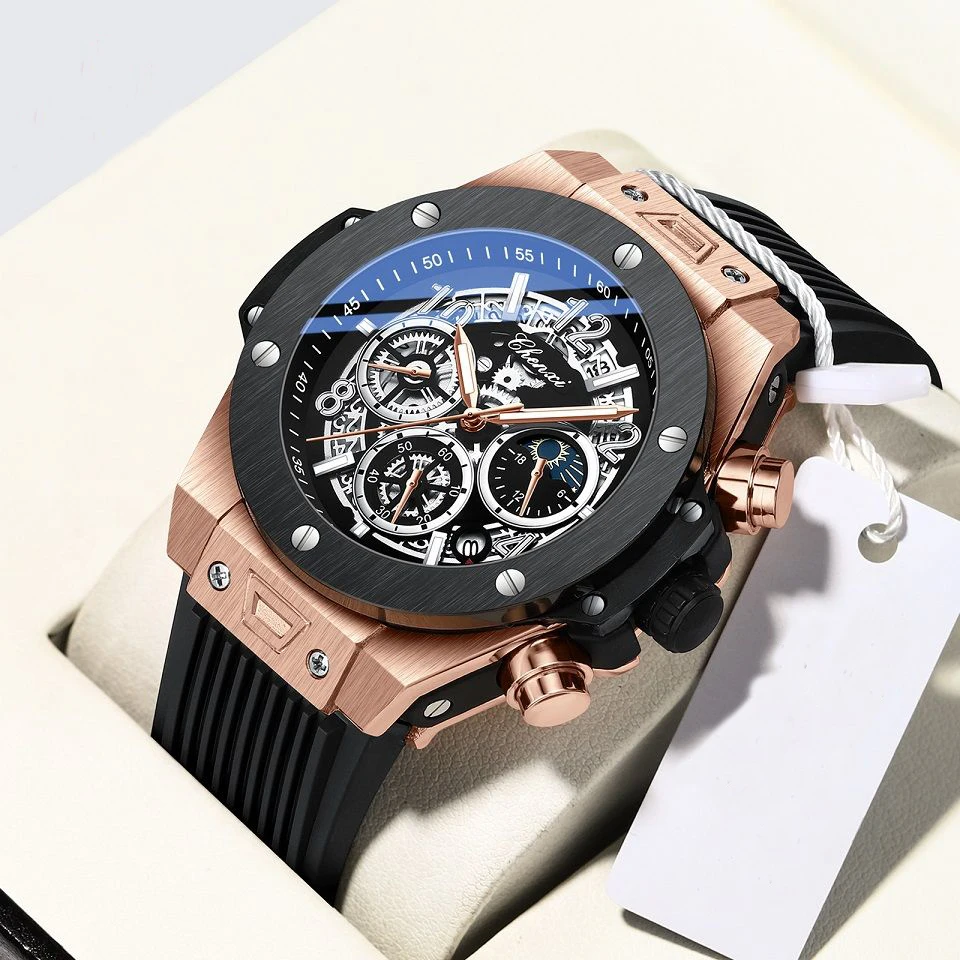 Stylish Men's Watches Waterproof Rubber Strap Outdoor Casual Sport Watch for Men Multi Function Ins TK Fashion Brand Wristwatch