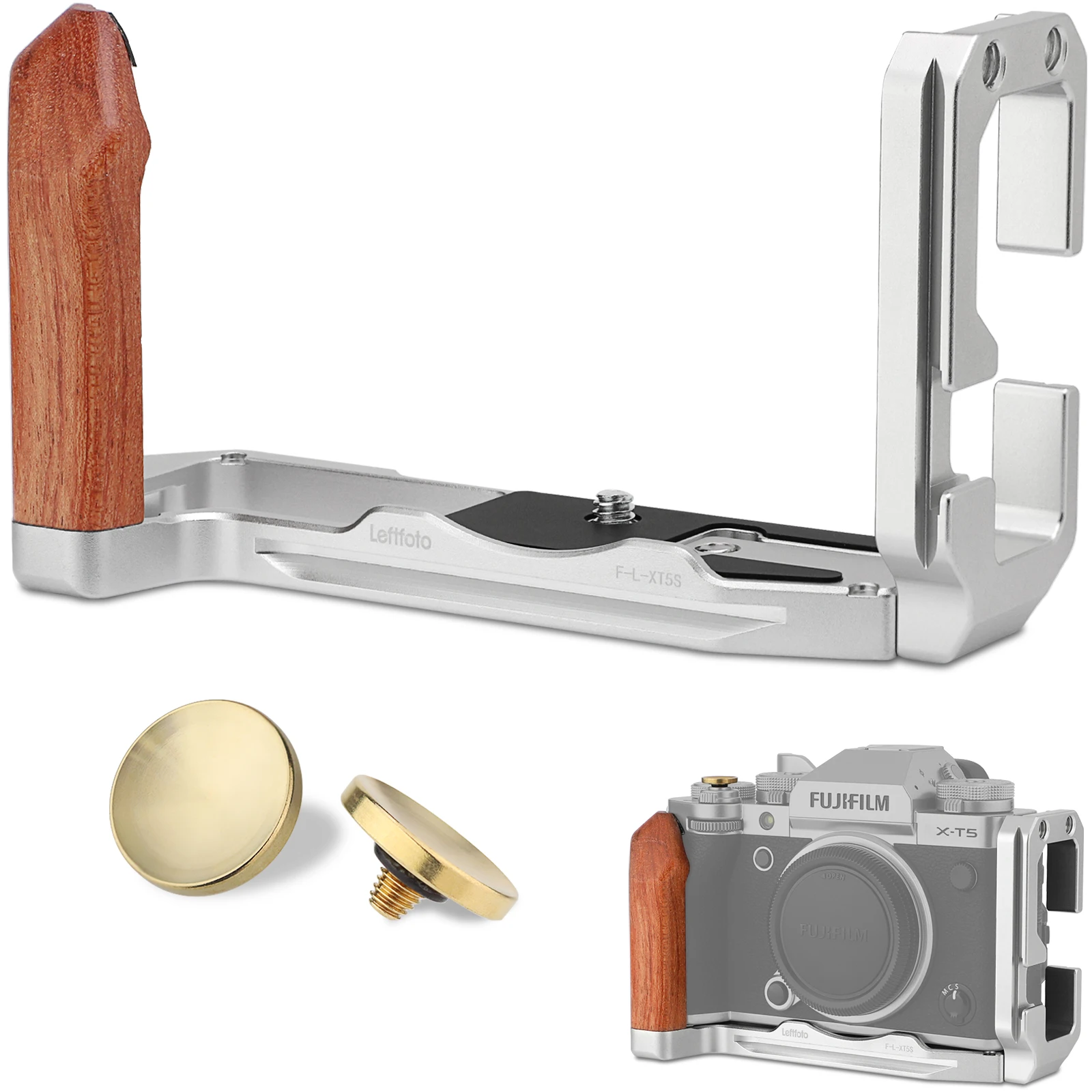 LEFTFOTO X-T5 Retro Handgrip L-Shape Bracket Handle with Wooden