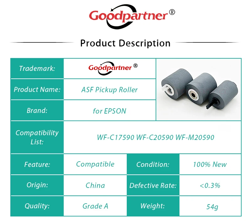 5X 1720306 1775719 ASF Pickup Roller for EPSON WF-C17590 WF-C20590 WF-M20590 WF-M20590F