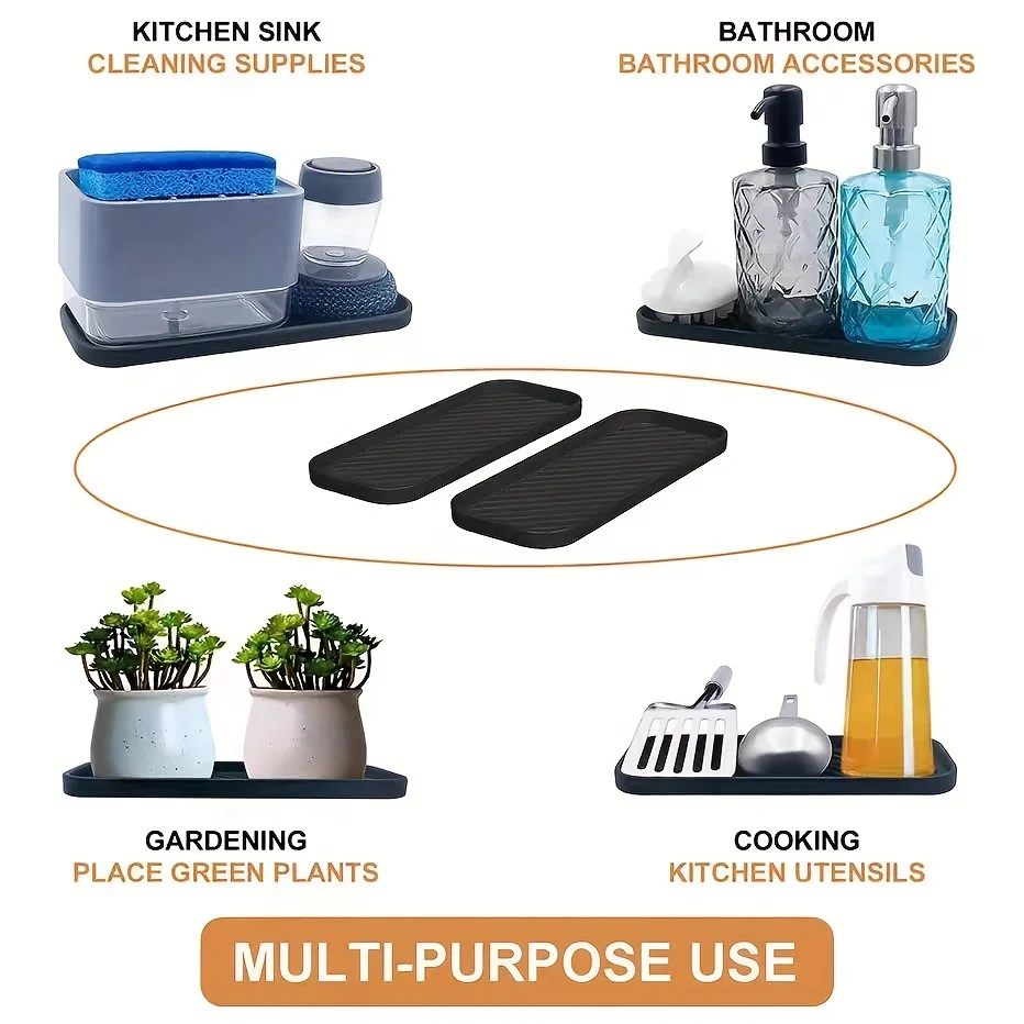 1pc Silicone Storage Tray Sink Sponge Soap Dispenser Storage Rack Cosmetic Ring Storage Tray Bathroom Accessories 3