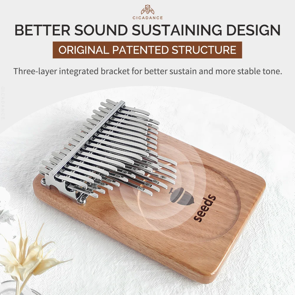 Seeds Kalimba Thumb Piano 17 Keys Okoume wood ultra-lightweight,Portable  Mbira Finger Piano