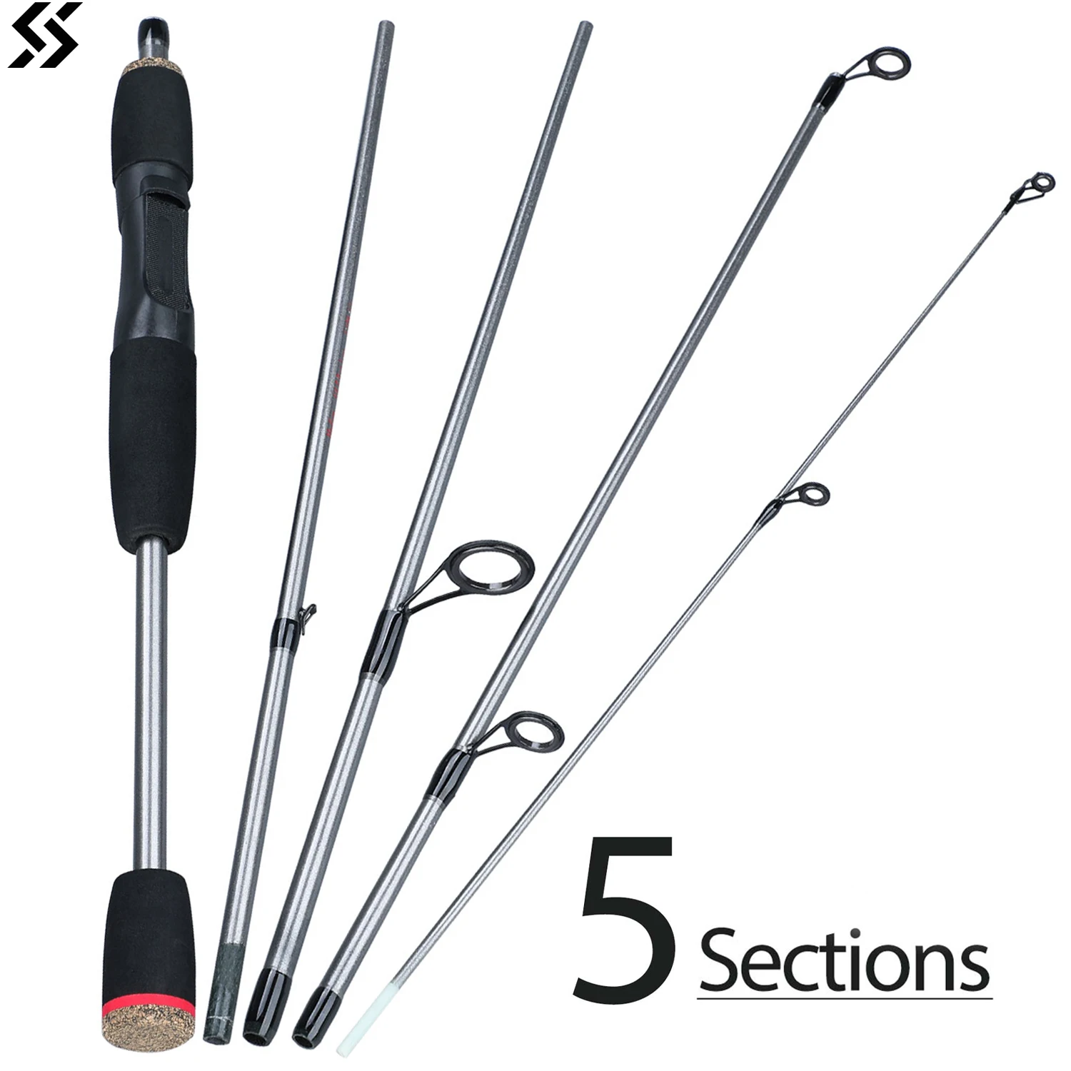 Canne pêche Sougayilang 5 sections 1.8m légère voyage pêche eau douce spinning/casting