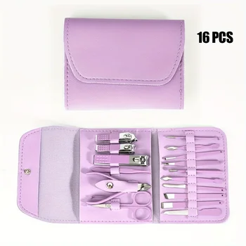 16pcs Professional Nail Clippers and Cuticle Nippers Set with Travel Case Manicure Set Pedicure Sets Nail Clippers 1