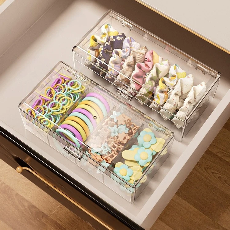 Accessoires: Transparente Haargummis aus Acryl für Haarbänder, Kosmetikaufbewahrungsbox, Schreibtisch-Schmuckorganizer_voghion.com