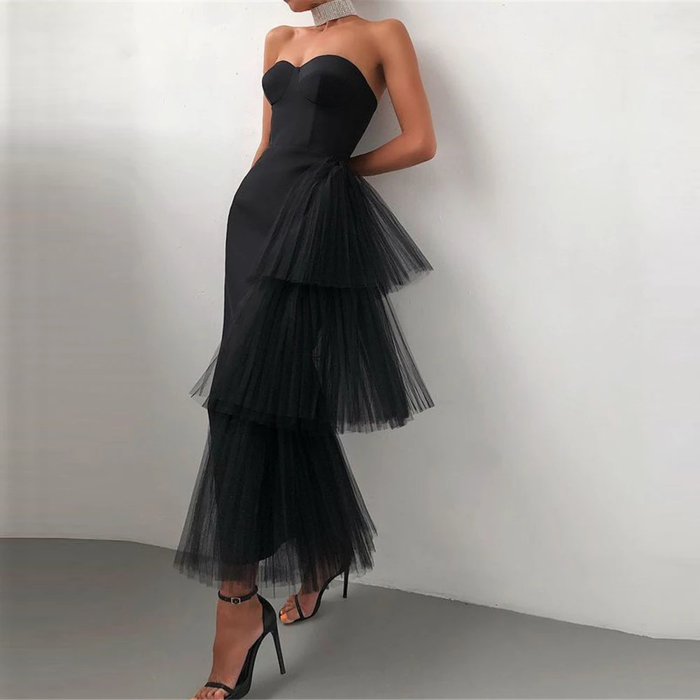 

Sweetheart Evening Dress For Women 2023 Sleeveless Party Gowns Ankle-Length Soft Satin Tiered Formal Dress Custom Color Elegant