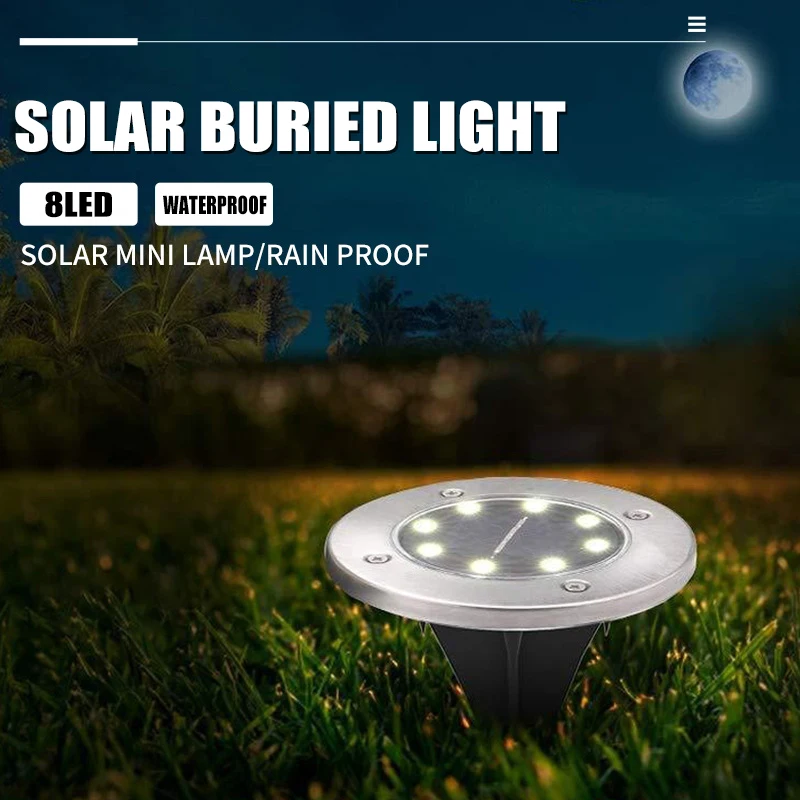 LED Solar Underground Light Outdoor Waterproof Lighting Control Path Deck Light Courtyard Lane Lawn Garden Decorative Light