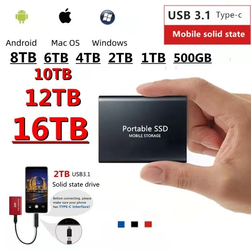 M.2 SSD мобильный твердотельный накопитель 16 ТБ 4T устройство для хранения Жесткий