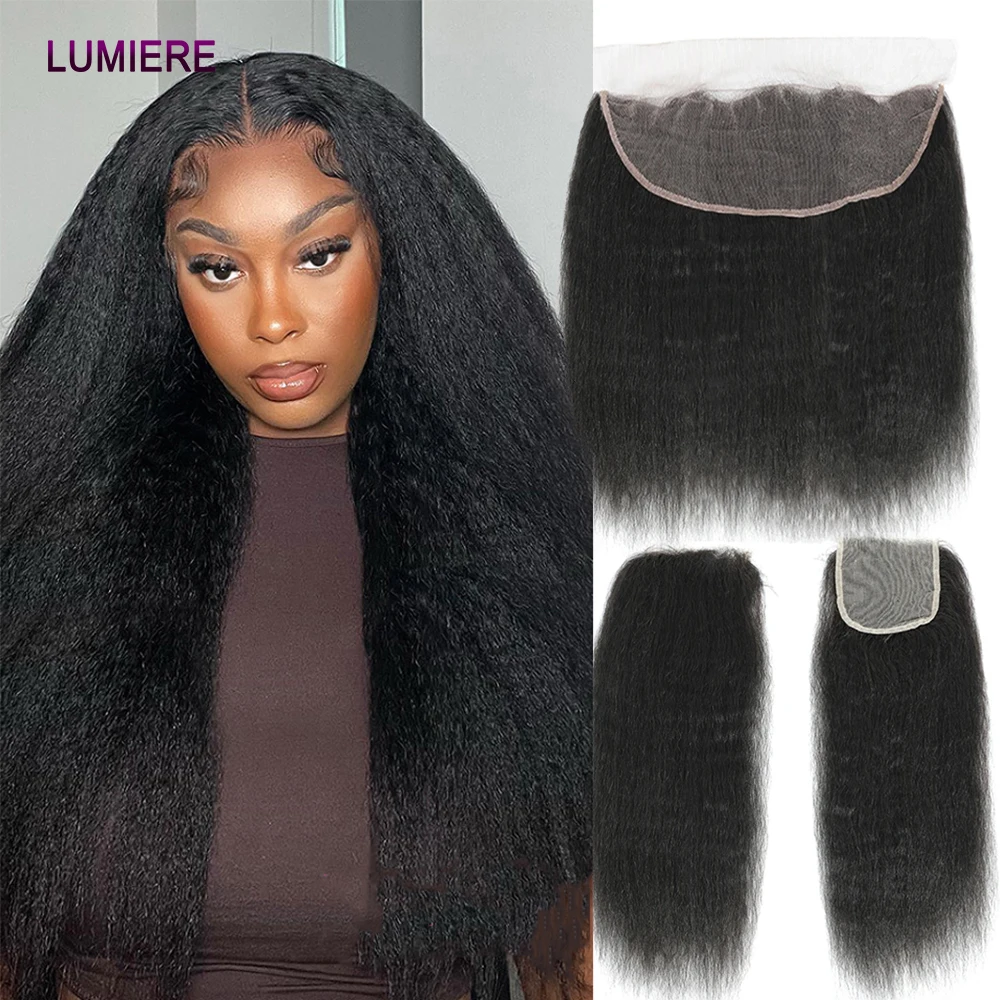 Kinky Yaki Straight HD Lace Frontal Closures Only 5x5 6x6 13x4 Deep Curly Transparent Lace Closure Human Hair Pre Plucked Hairli Lace Frontal Closure Lace Human Hair