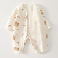 Combinaison en coton épais pour nouveau-né, adorable barboteuse ours, vêtements de ramper pour bébé, pyjama une pièce à manches longues pour garçon et fille, hiver 2