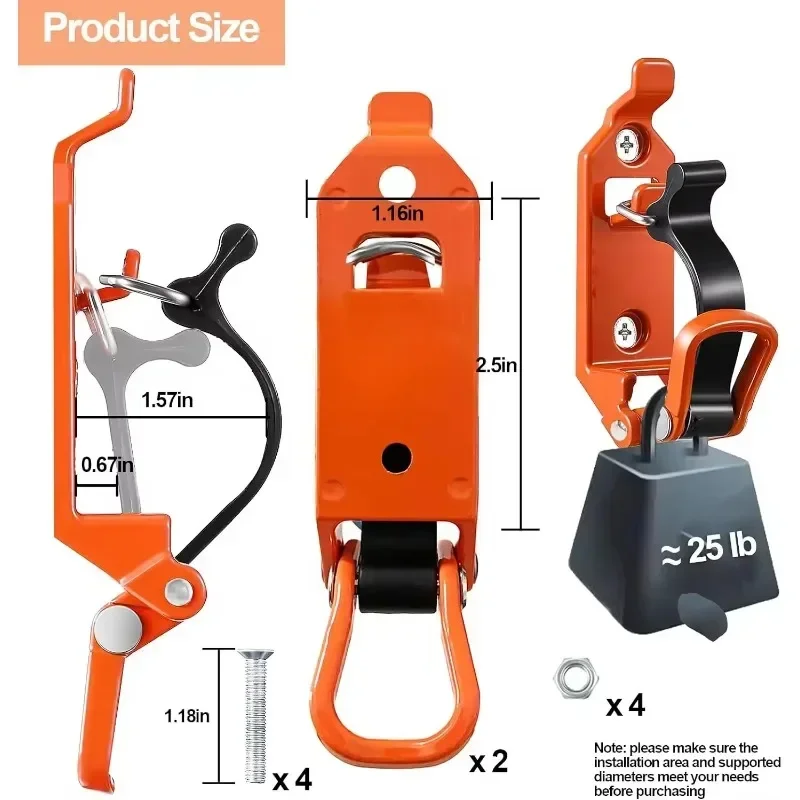 4 Supporti Per Pala Da Camion - Kit Montaggio Portapacchi Con Morsetti Gomma, Per Attrezzi (Nero)