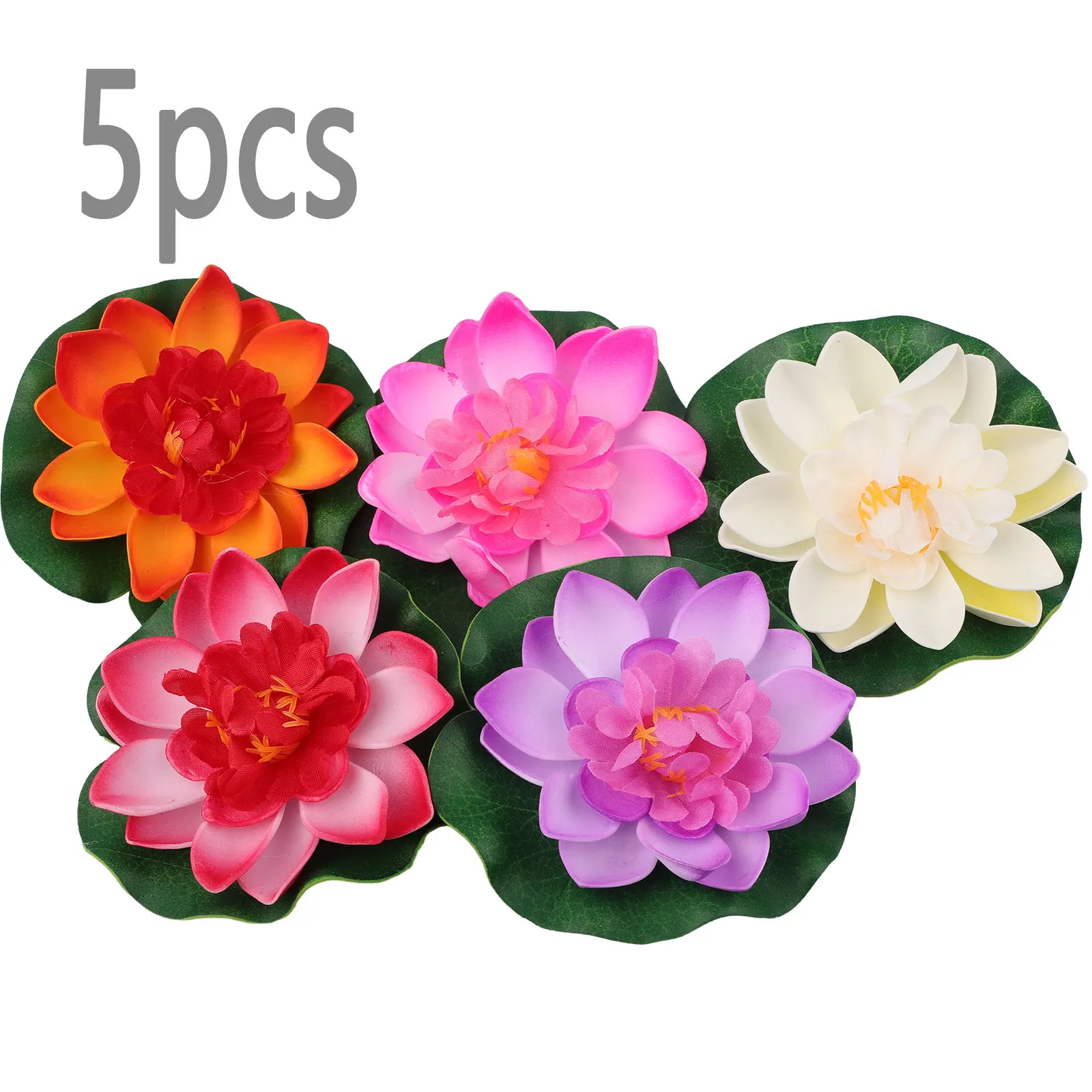 

5pcs Artificial Fake Floating Water Lily Flower Lotus Leaf Pond Plants Garden Pool Decorations 10cm/4" Eva Plastic