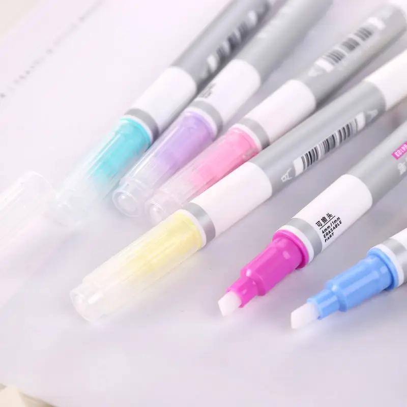 E9LB 6 개/대 지울 수있는 형광펜 펜 마커 파스텔 액체 분필 형광 연필 드로잉 편지지
