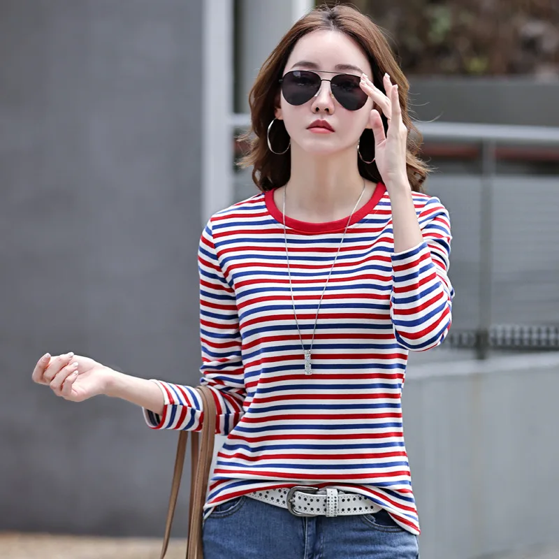 New T-shirts For Women Long Sleeve O-neck Female Clothing Cotton