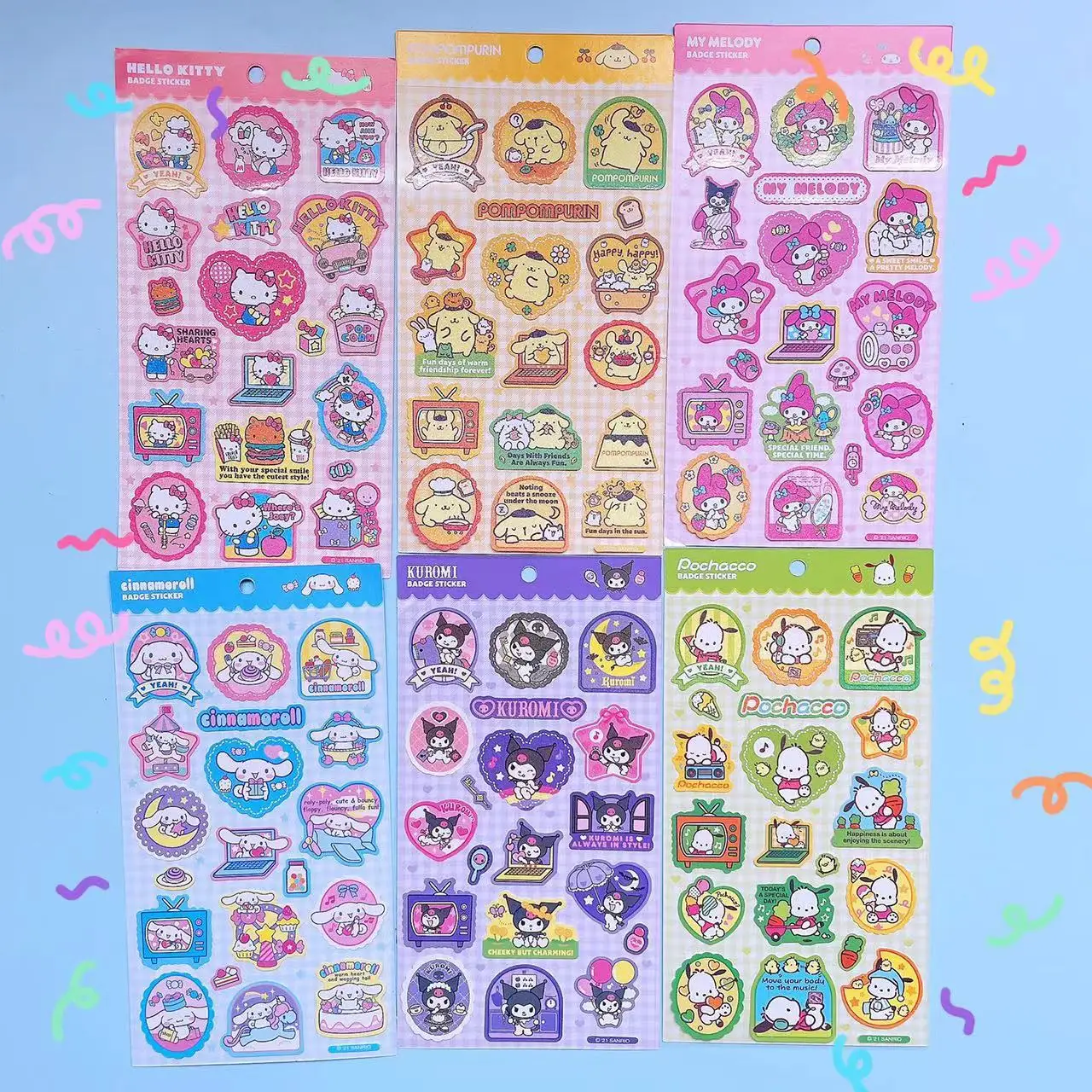

Sanrio HelloKitty cartoon stickers ins girls handbook notebook decoration self-paste children cute creative waterproof stickers