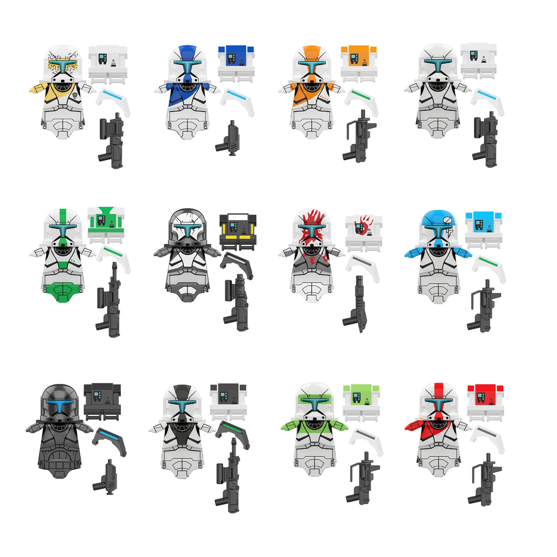 The Bad Batch Building Blocks 501st Clone Mandalorians Trooper Boba Fett Yoda Moff Gideon Droids Action Brick Figures Toy disney republic commando 501st clone building blocks trooper force 99 hunter crosshair wrecker echo cody rex star brick figure