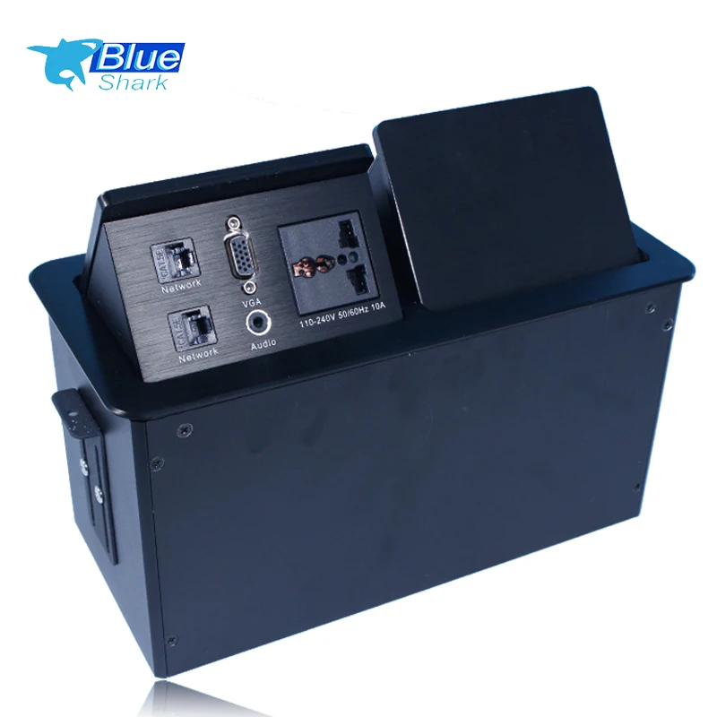 

High Quality Aluminum Brushed Hydraulic Pop Up Socket Boxes for Conference room hotel office Home