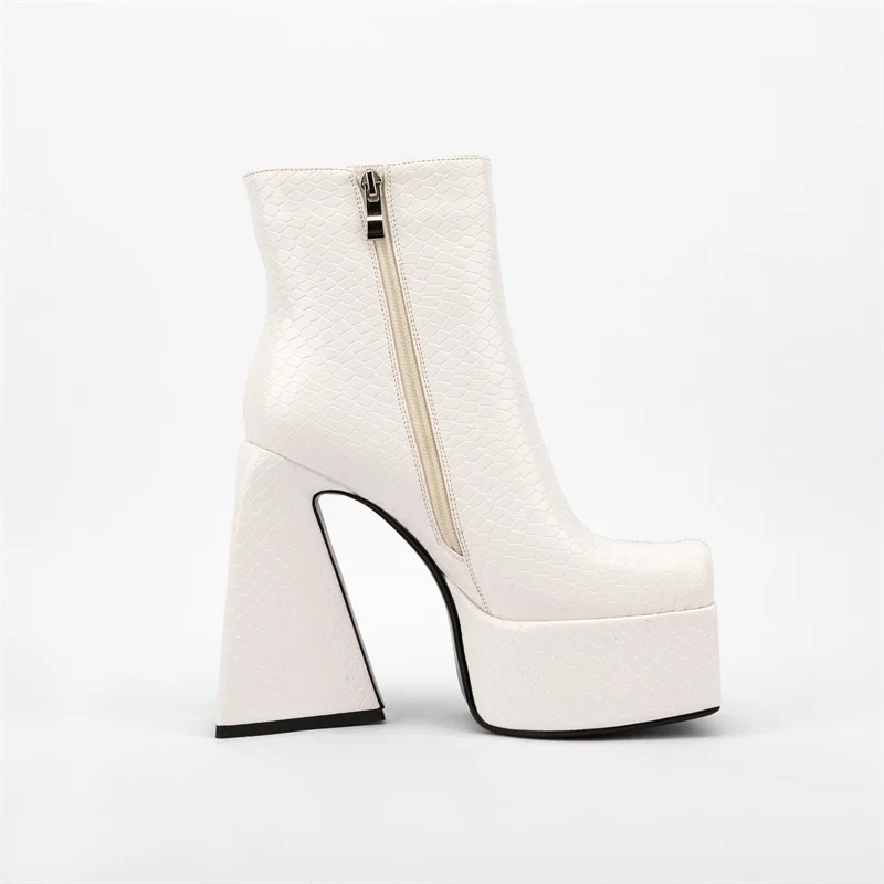 snakeskin platform boots