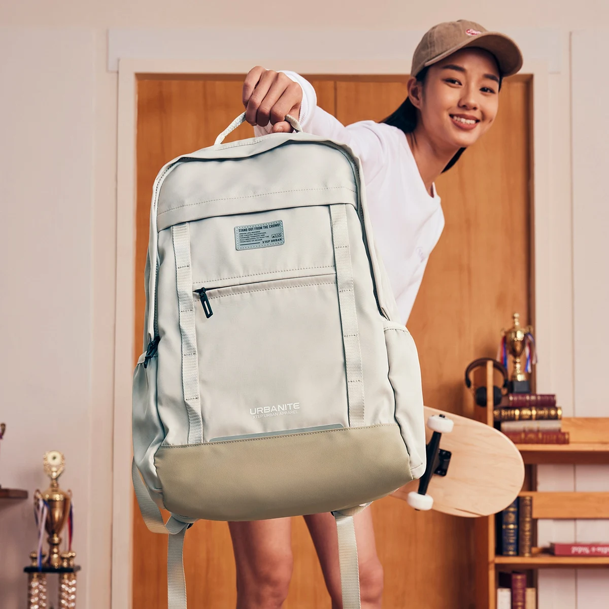기능성백팩 2023년 신제품, 고품질 남성용 대용량 캔버스 배낭, 패션 학생 학교 배낭, 청소년용 야외 여행 배낭 10 Xtep 남녀공용 배낭, 2023 가을 스트리트 스타일 스포츠 가방, 하이킹 등산 훈련 배낭 877337110301